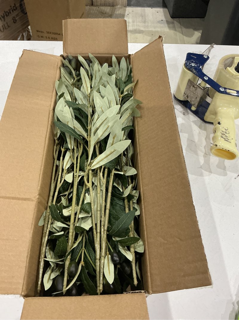Condition photo showing Good Condition for ?10 pcs 18 inch artificia??l olive branches for vases - realistic faux olive tree stems with lifelike leaves & fruits, diy centerpiece decor for home wedding office cafe, includes easy-bend wire