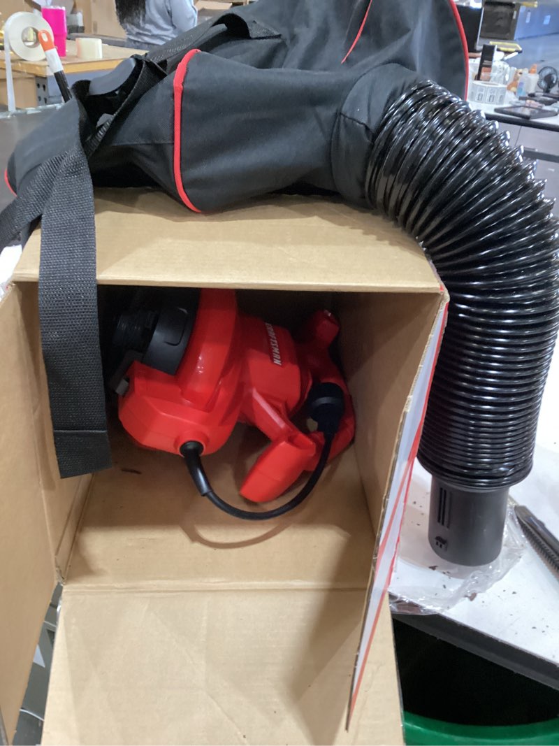 Condition photo showing As Is for craftsman 3-in-1 leaf blower, vacuum and mulcher, backpack blower up to 260 mph, 12 amp, corded electric leaf collector (cmebl7000) 260 mph blower/vac