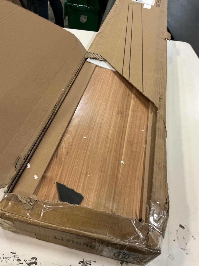 Condition photo showing Good Condition for Fun Memories 48" Floating Shelves for Wall, Rustic Solid Elm Wood Floating Shelves - Invisible Bracket Mount, Extra Long Wall Mounted Shelf for Living Room, Bathroom, Bedroom, Kitchen, Natural Natural Elm 1 Flat Edge, 48"L