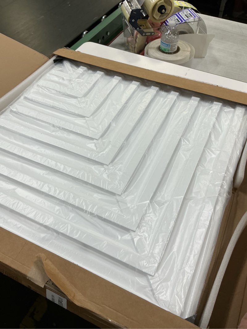 Condition photo showing New/Like New for Art3d 24-Pack Drop Ceiling Tiles 2x2 FT, PVC 3D Textured Panels for Interior Wall Decor Living Room Bedroom Office, 24x24 Inch, White 24"x24" White 24