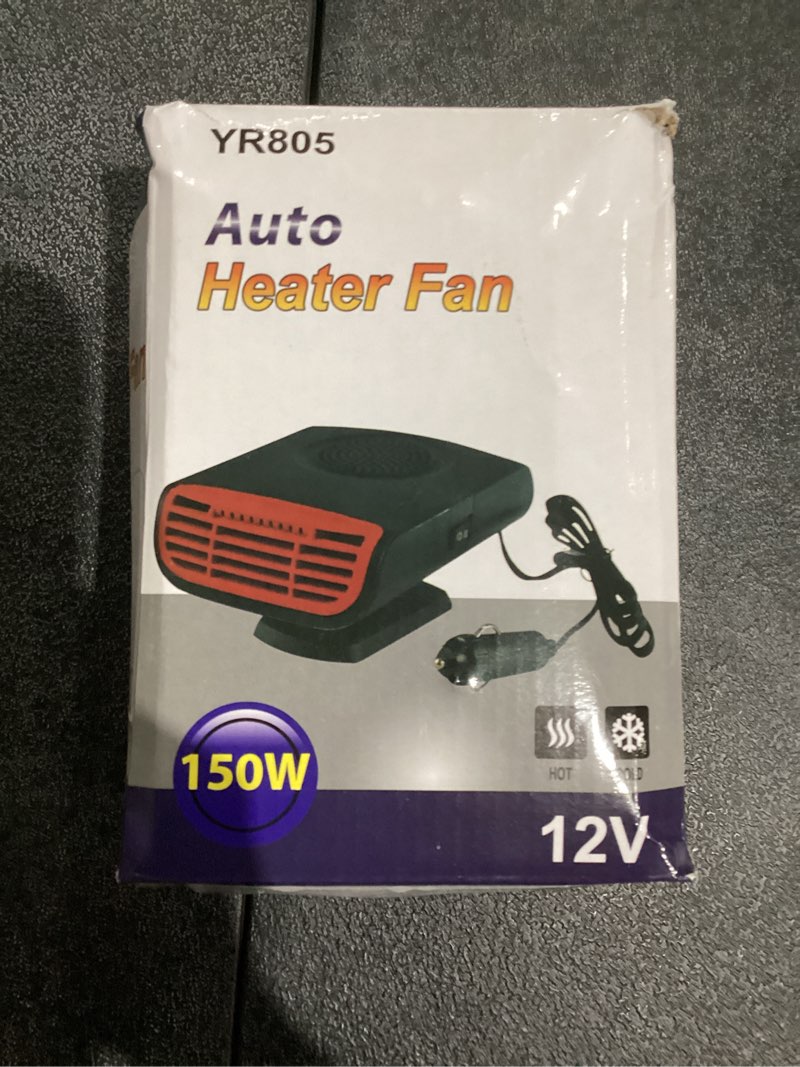 Condition photo showing As Is for portable car heaters for vehicle: 12v car heater that plugs into cigarette lighte, 2 in 1 heating & 