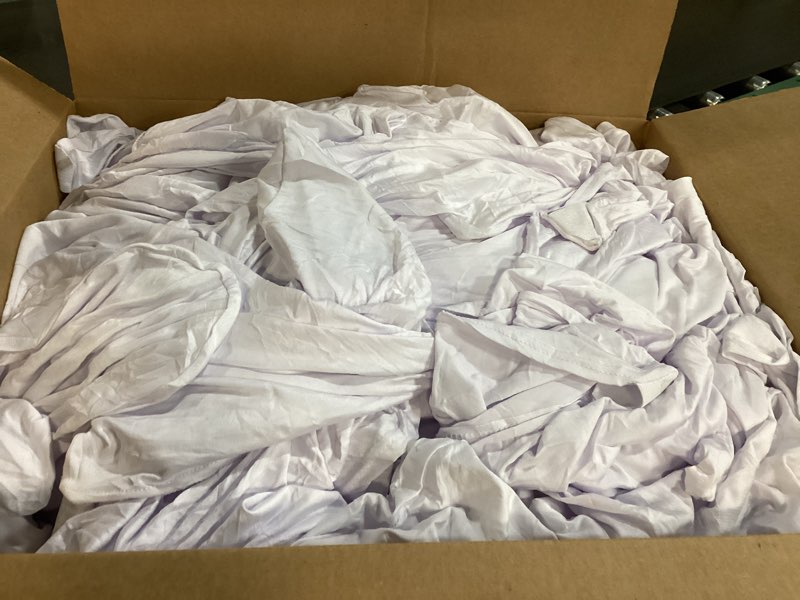 Condition photo showing As Is for Trlyc Spandex Folding Chair Covers 100 Pcs Universal Fitted Dining Chair Cover Stretchy Slipcovers for Wedding Party Banquet Flat-Front Chairs Covers (White) 100 Pcs White-for Folding Chair