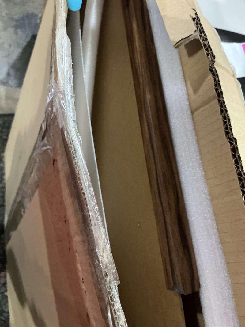 Condition photo showing As Is for rustic walnut 27x40 frame - single frame, 27 x 40 poster frame for artwork, puzzles, photos and movie posters picture frames 27" x 40"