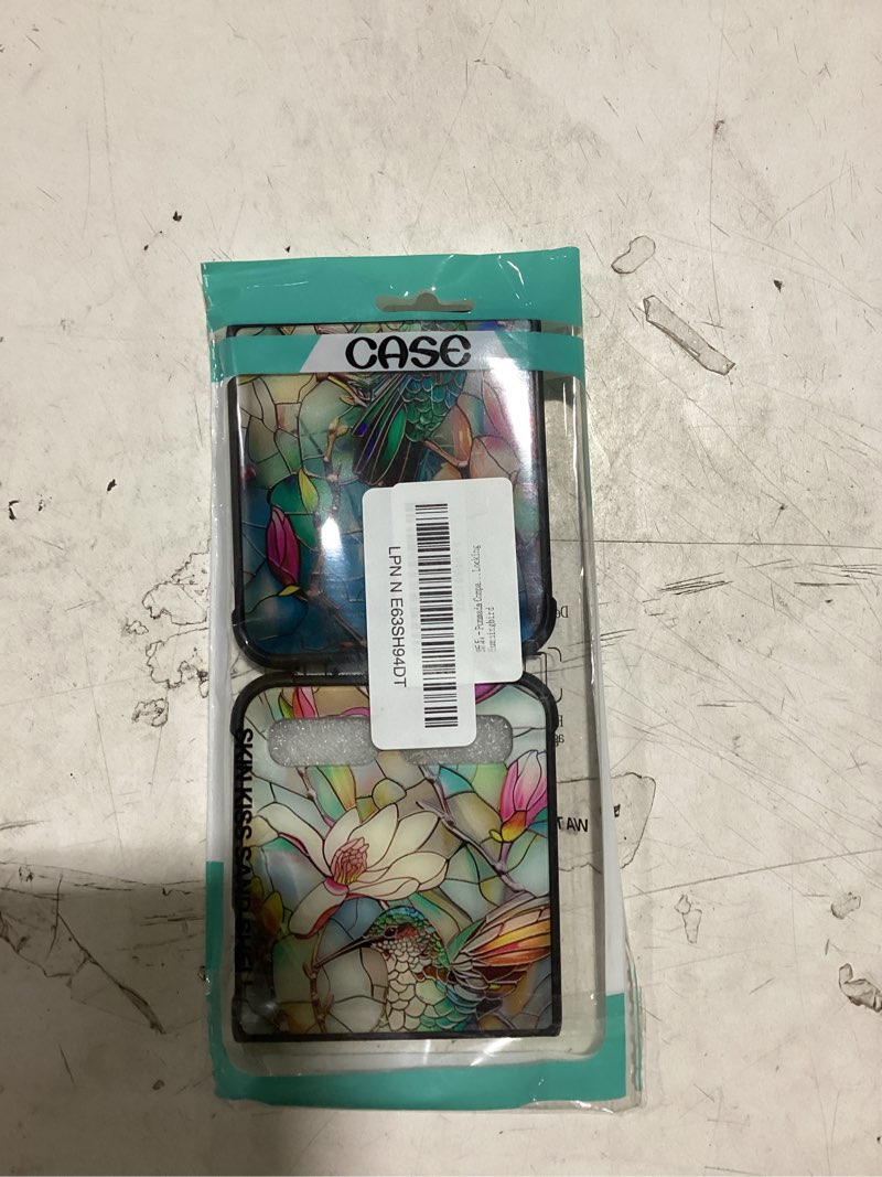 Condition photo showing New/Like New for compatible with samsung galaxy z flip 5g mobile case creative acrylic back panel silicone protection grip specially designed 3d stained flower looking hummingbird 3d stained flower looking hummingbird samsung galaxy z flip 5g