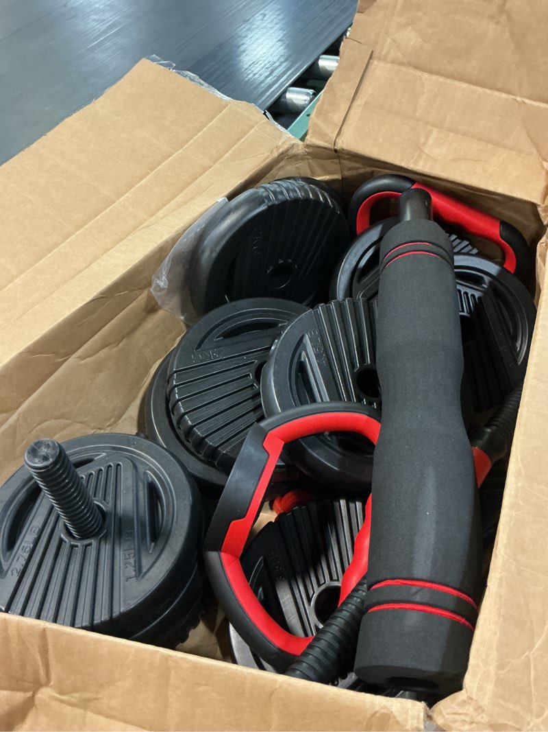 Condition photo showing As Is for adjustable dumbbells, 20/30/45/70/90lbs free weight set with connector,5 in1 dumbbells set used as barbell,kettlebells,push up stand,fitness exercises for home gym suitable men/women 45lb(22.5lb pair)