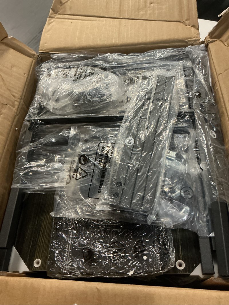 Condition photo showing As Is for Furologee Nightstands Set of 2, Industrial End Table with Fabric Drawer&Storage Shelf, Small Bedside Table Organizer for Small Space for Living Room, Tall 23.6" Night Stand for Bedroom, Black Oak Black Oak 2