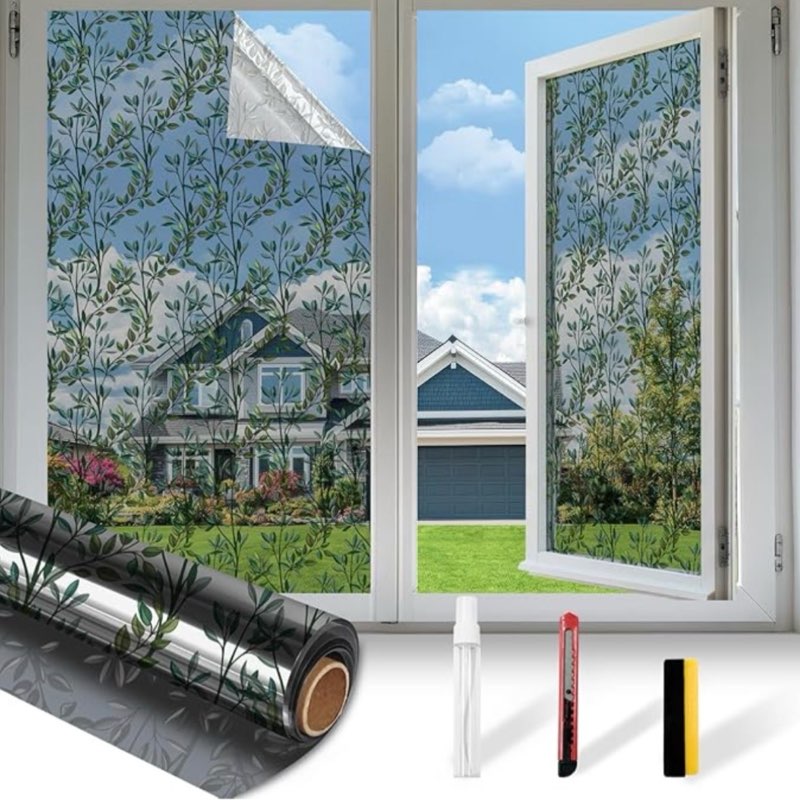 Countewol Upgraded Window Privacy Film One Way Daytime Privacy Static Cling Sun Blocking Anti UV Ref