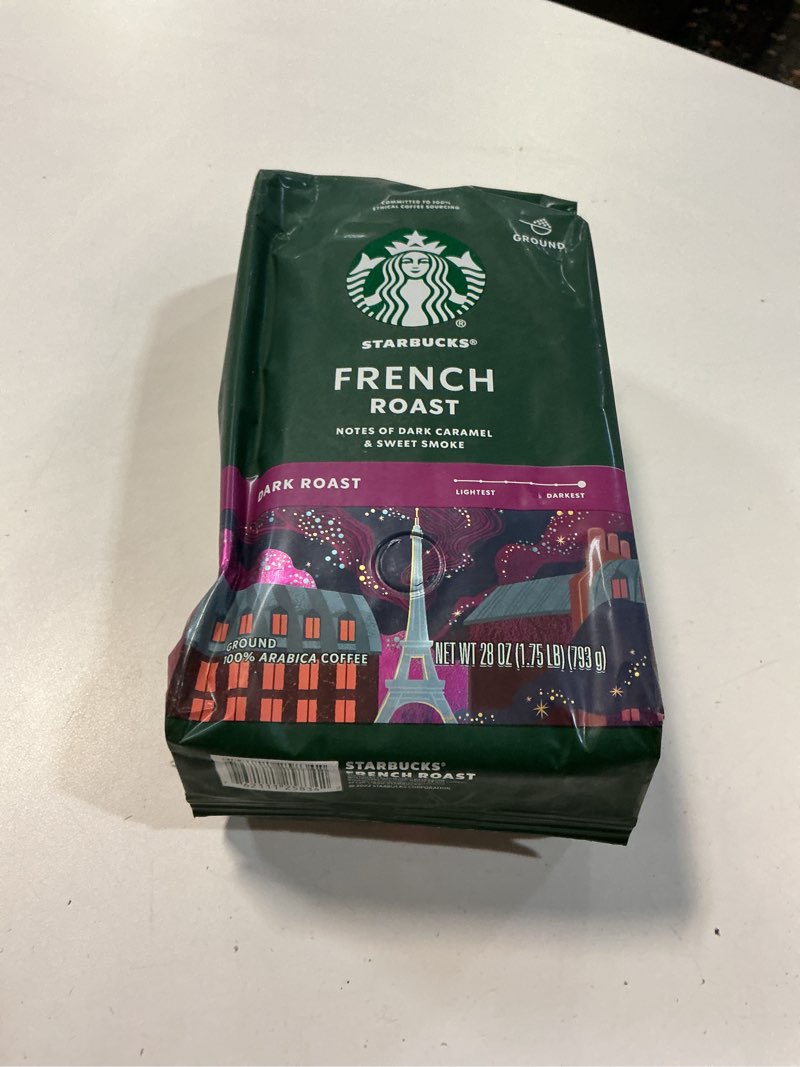 Condition photo showing Good Condition for (Best before 18 / Dec / 2025 ) Starbucks Ground Coffee, Dark Roast Coffee, French Roast, 100% Arabica, 1 bag (28 oz) French Roast 28 Ounce (Pack of 1)
