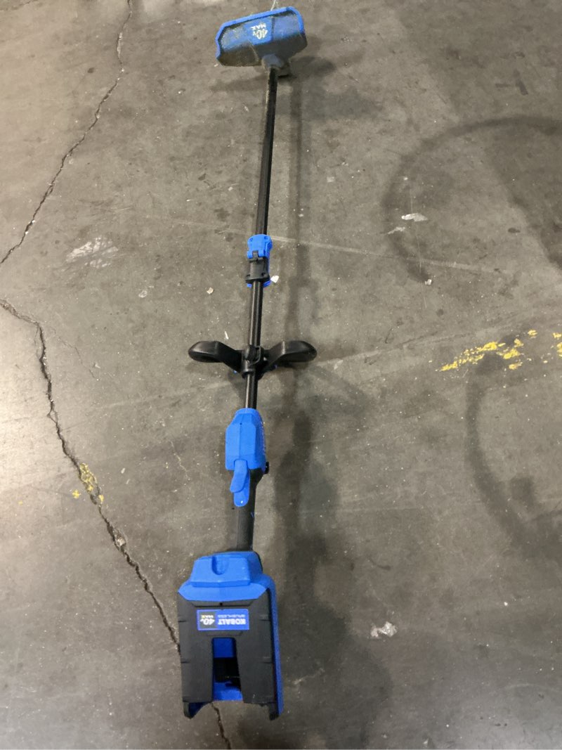 Condition photo showing As Is for kobalt gen4 40-volt 15-in straight cordless string trimmer (tool only)