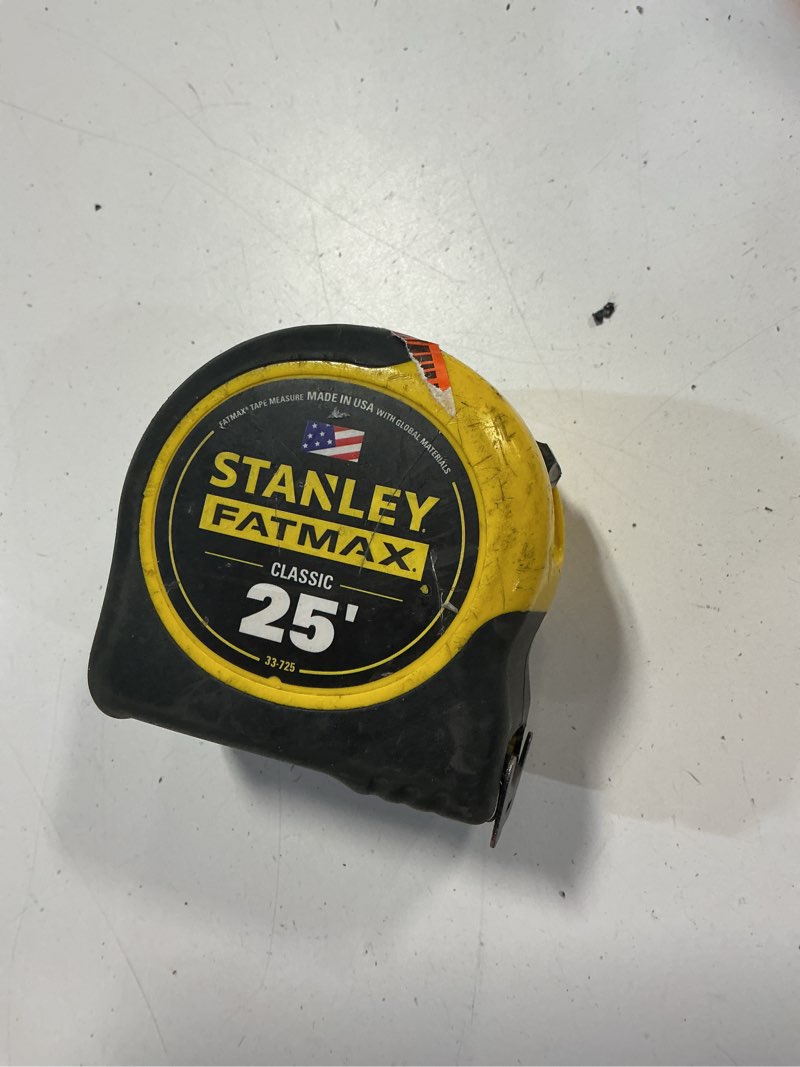 Condition photo showing As Is for stanley fatmax 25 ft. l x 1.25 in. w tape measure 1 pk