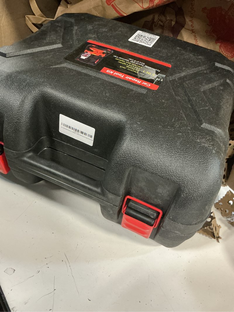 Condition photo showing As Is for trihelper electric car jack set 5 ton hydraulic jack car lift floor jack with integrated tire pump and impact wrench for sedans suv mpv sedan truck change tires garage repair orange+wrench