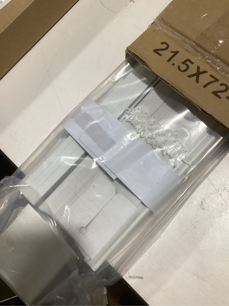 Condition photo showing Good Condition for Cordless Vinyl Mini L Blinds 25" W x 72" H, 1" Slat White Horizontal Windows L Blind for Door, Shades, Camper, Light Filtering, Interiors, Arrive 1/2 Inch Narrower Indoor 25"W x 72"H