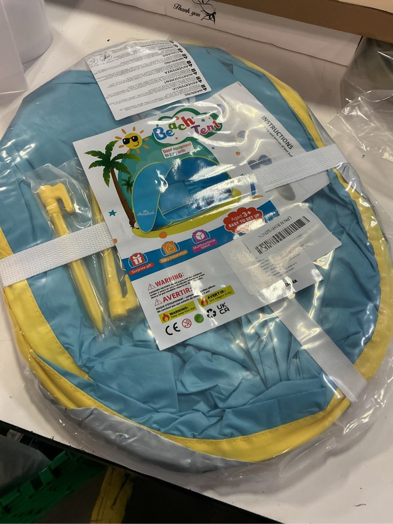 Condition photo showing New/Like New for monobeach baby beach tent pop up portable shade pool uv protection sun shelter for infant 01 blue baby beach tent
