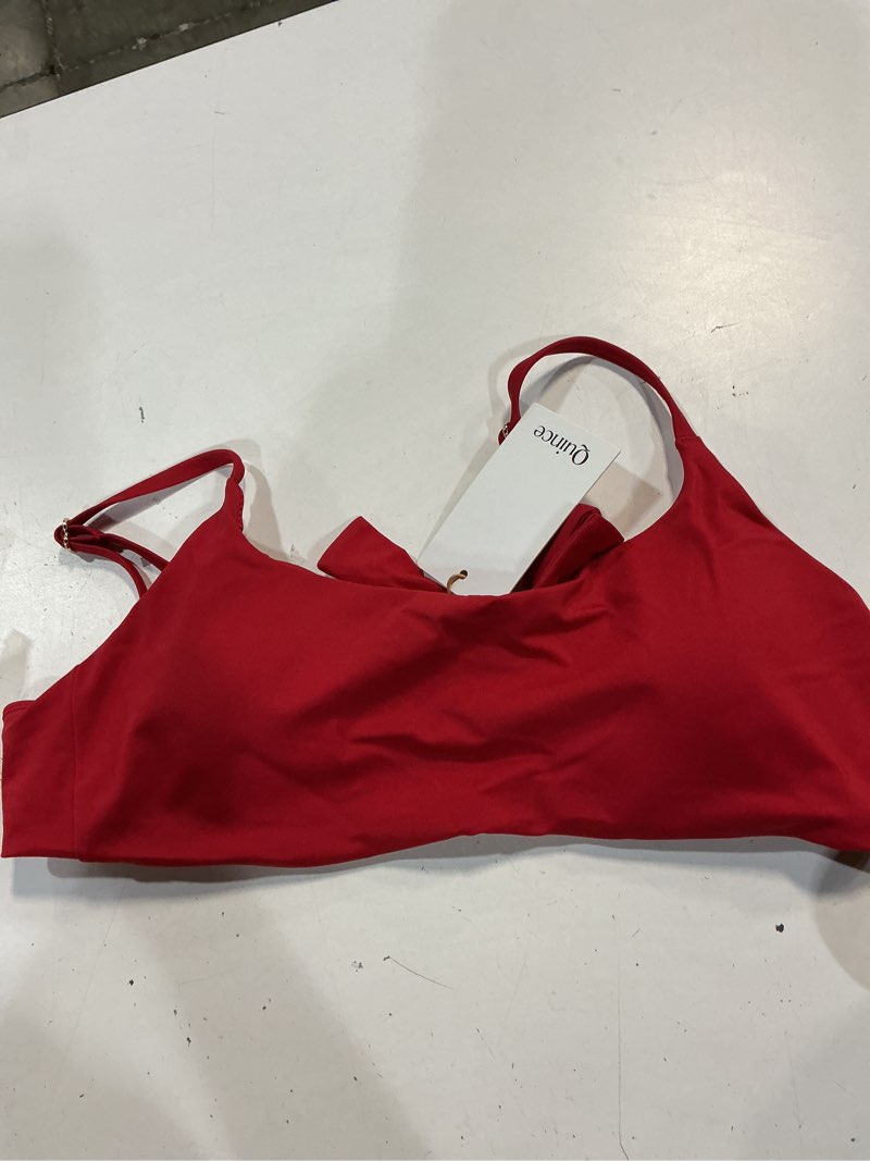 Condition photo showing New/Like New for italian scoop neck bikini top, m, cherry