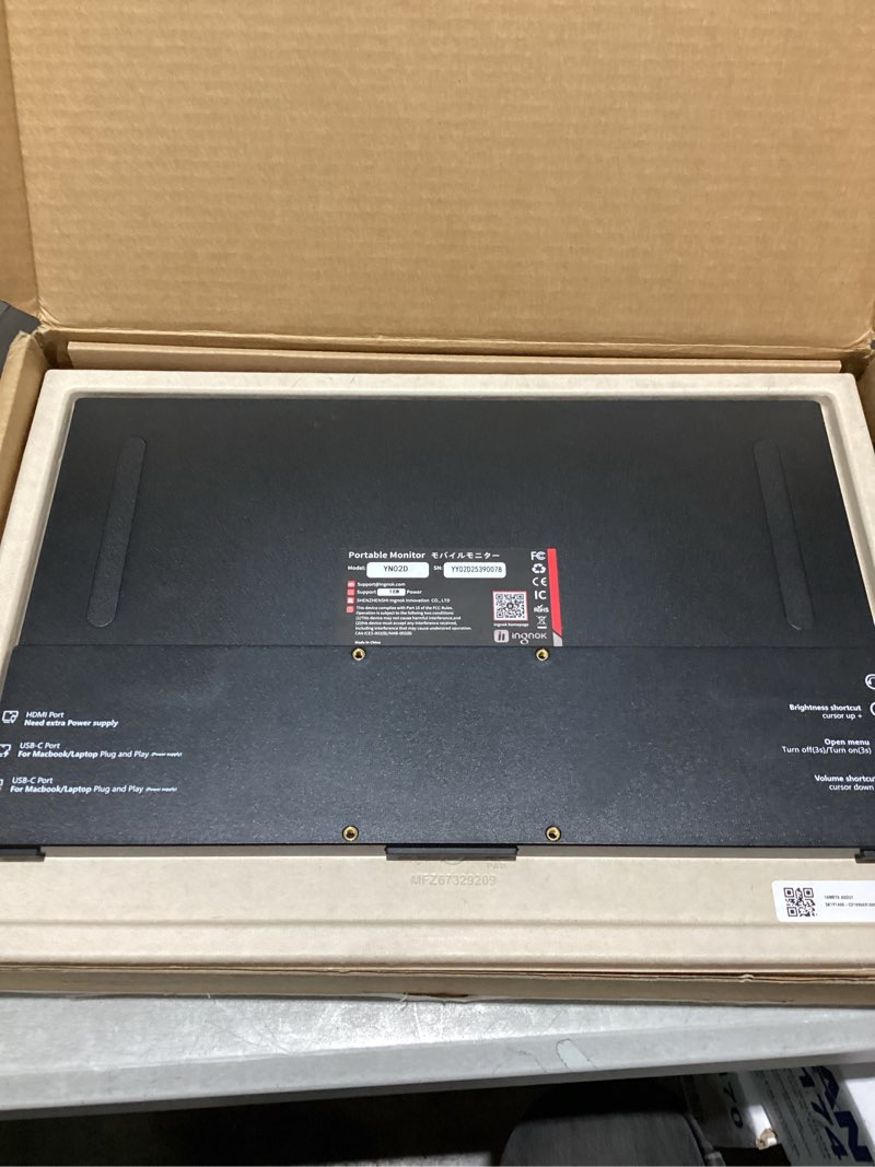 Condition photo showing As Is for LG portable monitor YN02D