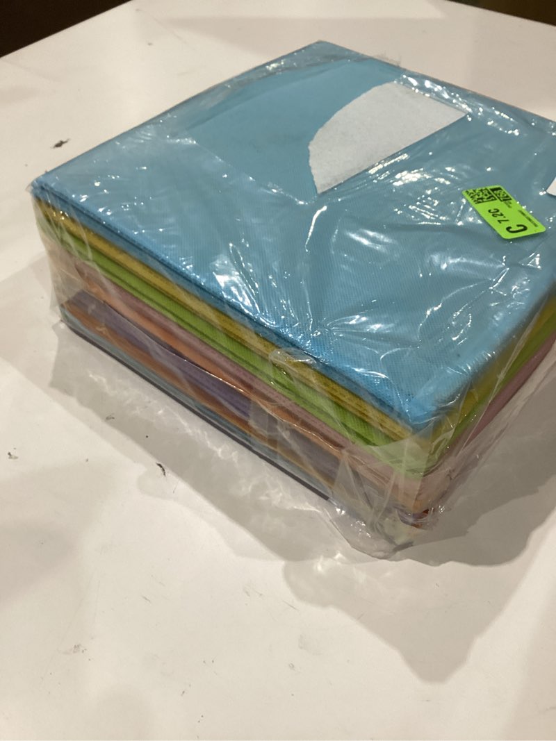 Condition photo showing Good Condition for cupic cupid 11 inch storage cube, fabric cube storage bin with handles, storage cube organizer for clothes and toys, collapsible cube bins for closet, shelves, nursery, 6-pack, pastel colors pastel colors 11 inch