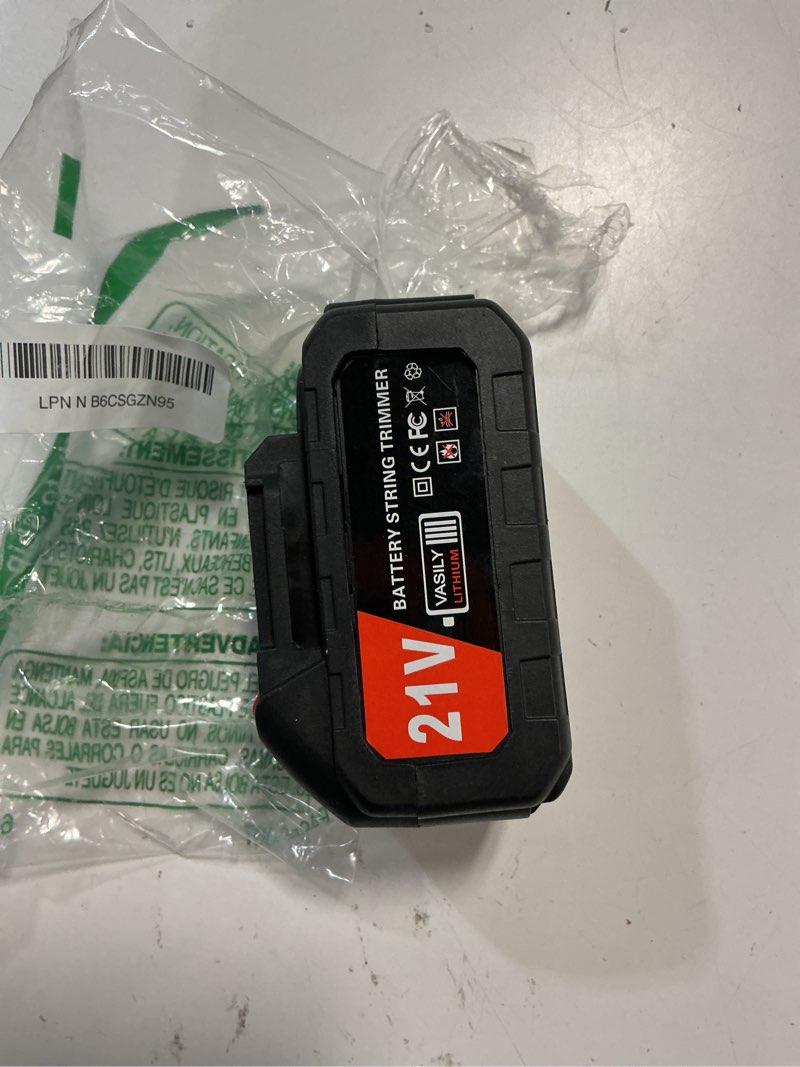 Condition photo showing As Is for 21v lithium battery - 4.0 ah battery