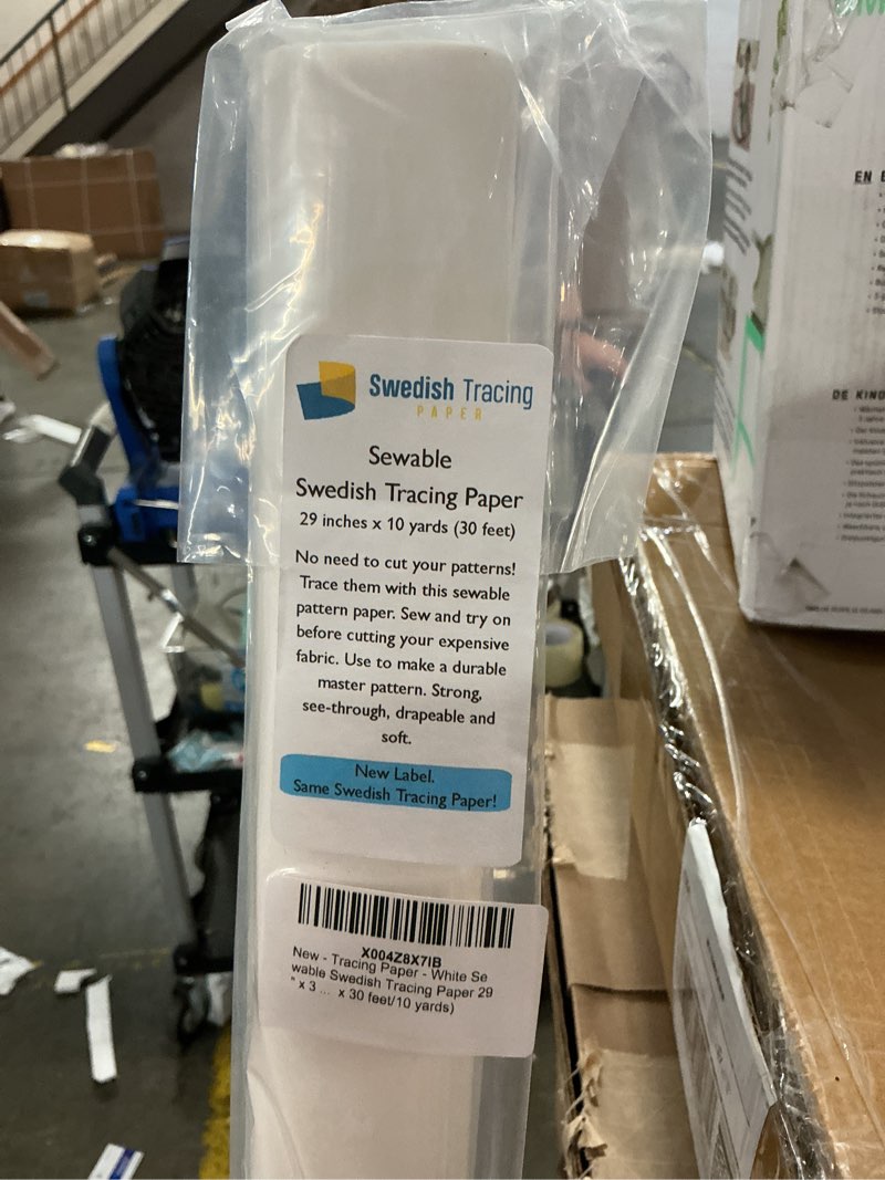 Condition photo showing As Is for tracing paper - white sewable swedish tracing paper 29" x 30' (29 inches x 30 feet/10 yards)