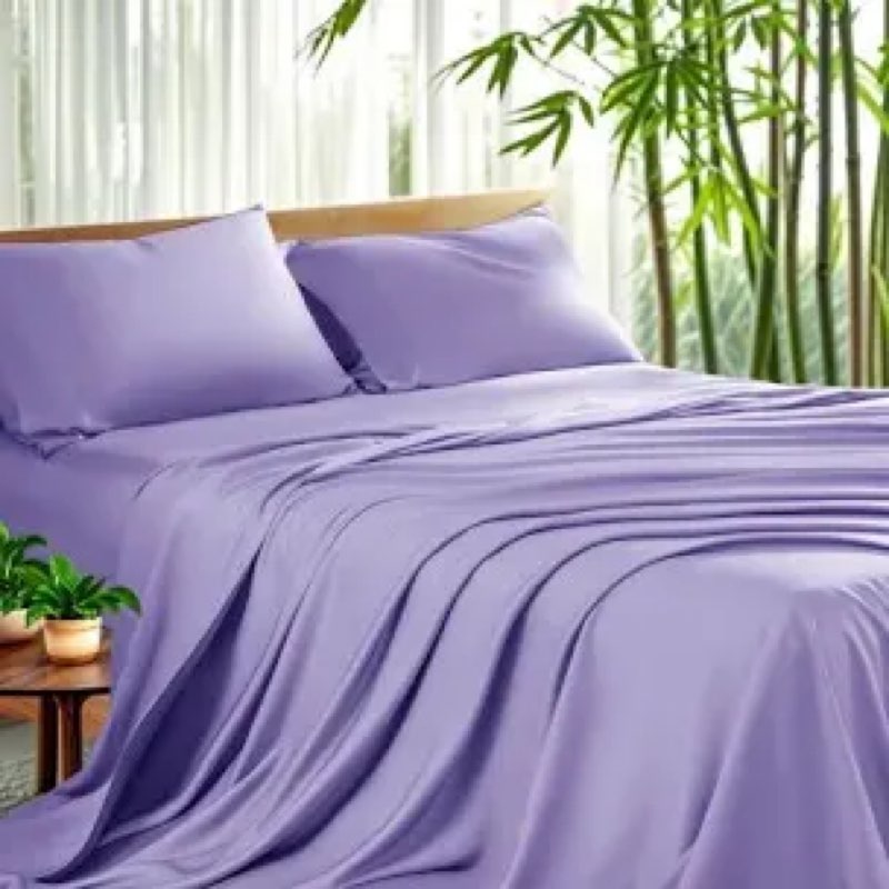 sonoro kate luxury bamboo bed sheet set - deep pockets - 4 piece, queen, lavender