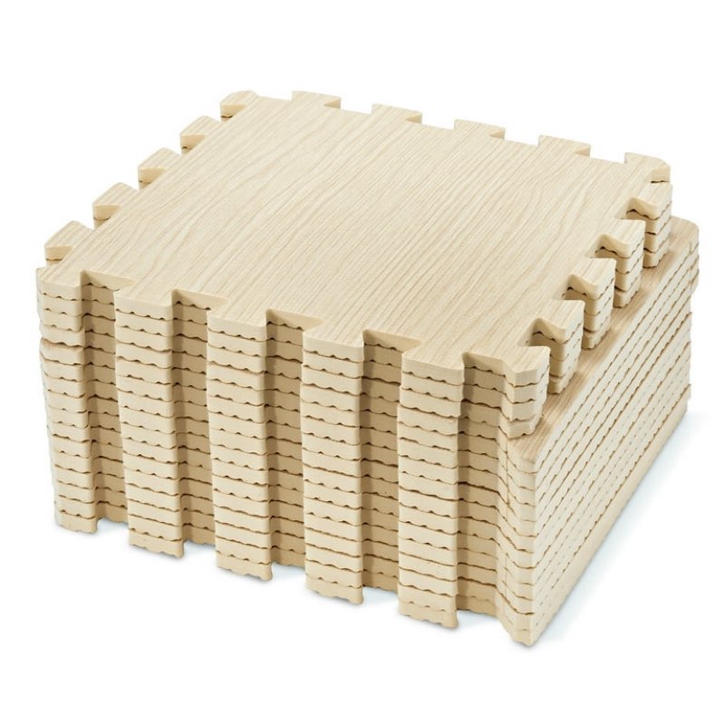 (3 PACK) Sorbus Wood Grain Floor Mats Foam Interlocking Mats Each Tile 1 Square Foot 3/8-Inch Thick Flooring Wood Mat Tiles - Home Office Playroom Basement Trade Show (16 Tiles,16 Sq ft - Light Pine)