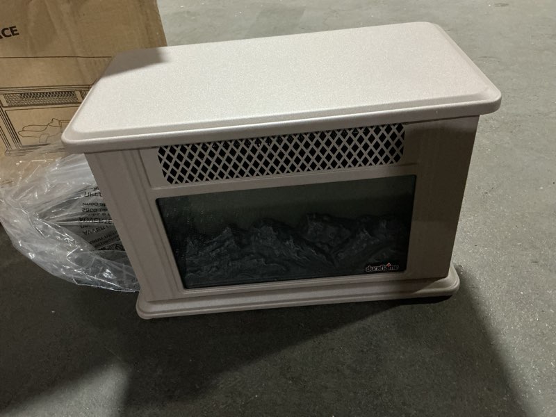 Condition photo showing Good Condition for Duraflame tabletop electric fireplace with flame effect dfs-559-05 FRENCH GRAY