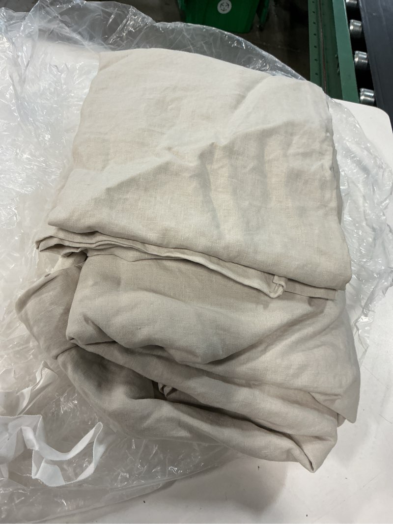 Condition photo showing Good Condition for european linen duvet cover set, king/cal king, sand