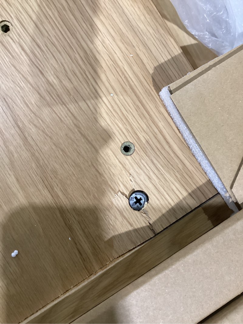 Condition photo showing As Is for convertible desk, simple modern home office desk with storage, folding desk into dining table, multiuse dining table and gaming desk, work from home essentials (1 unit) natural