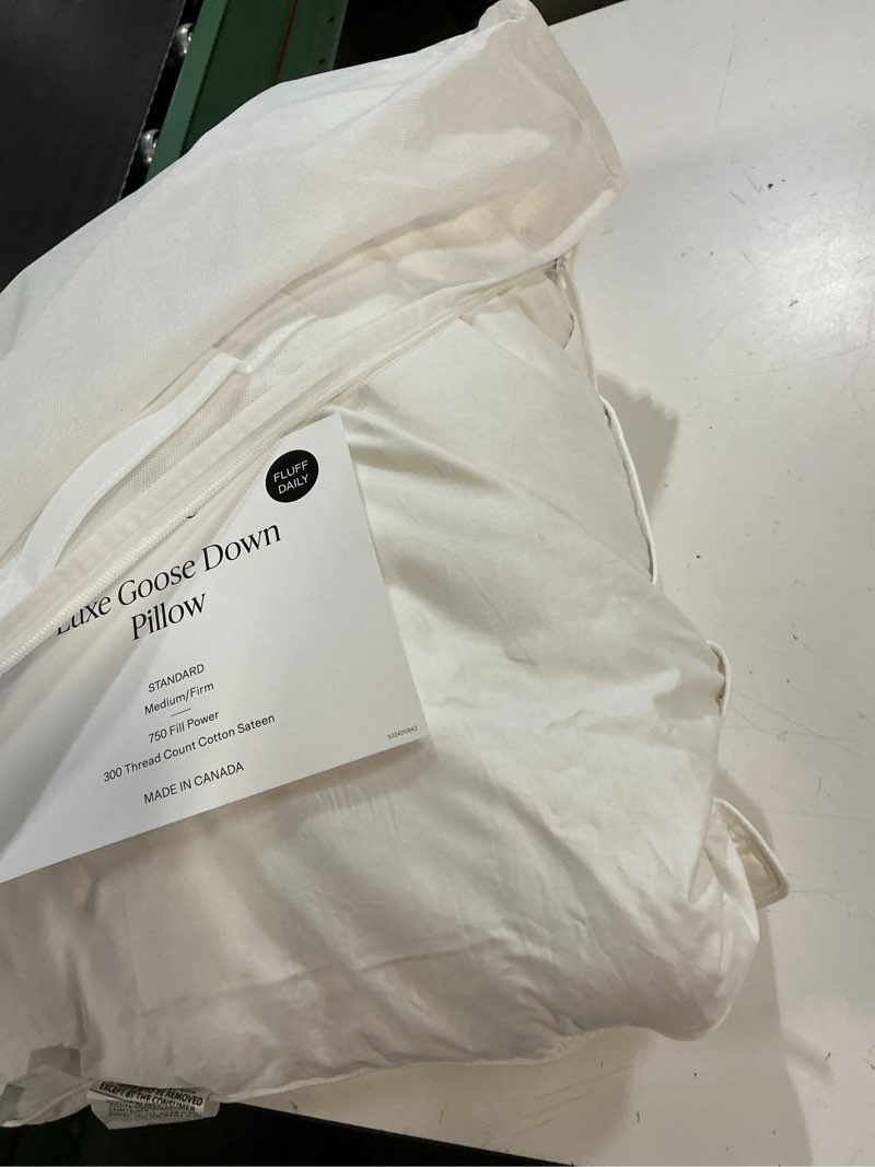 Condition photo showing As Is for quince luxe goose down pillow standard medium/firm