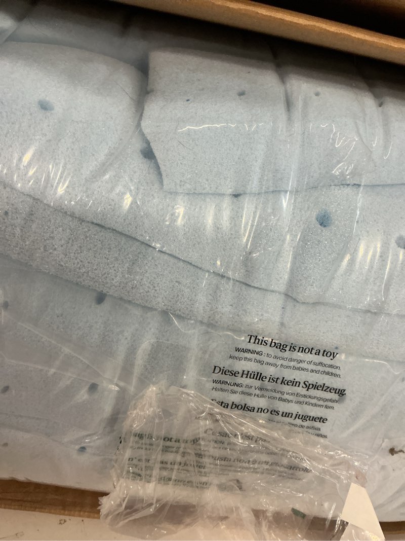Condition photo showing As Is for best price mattress 2.5 inch ventilated memory foam mattress topper, cooling gel infusion, certipur-us certified, queen blue queen 2.5 inch topper