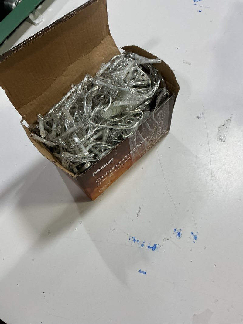 Condition photo showing As Is for JMEXSUSS 200 LED Christmas Lights Indoor Outdoor, Connectable Warm White Christmas Tree Lights Clear Wire, 66 Ft Twinkle Fairy String Light Plug in for Bedroom Wedding Xmas Tree Decorations