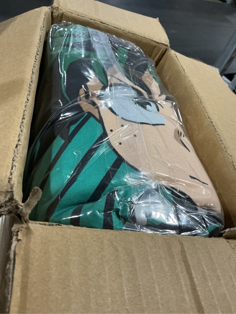 Condition photo showing New/Like New for jay franco kids comforter set includes sheets and pillow covers - soft and cozy bed set for stylish room decor, black - my hero academia, 7 piece full size bedding black - my hero academia 7 piece full
