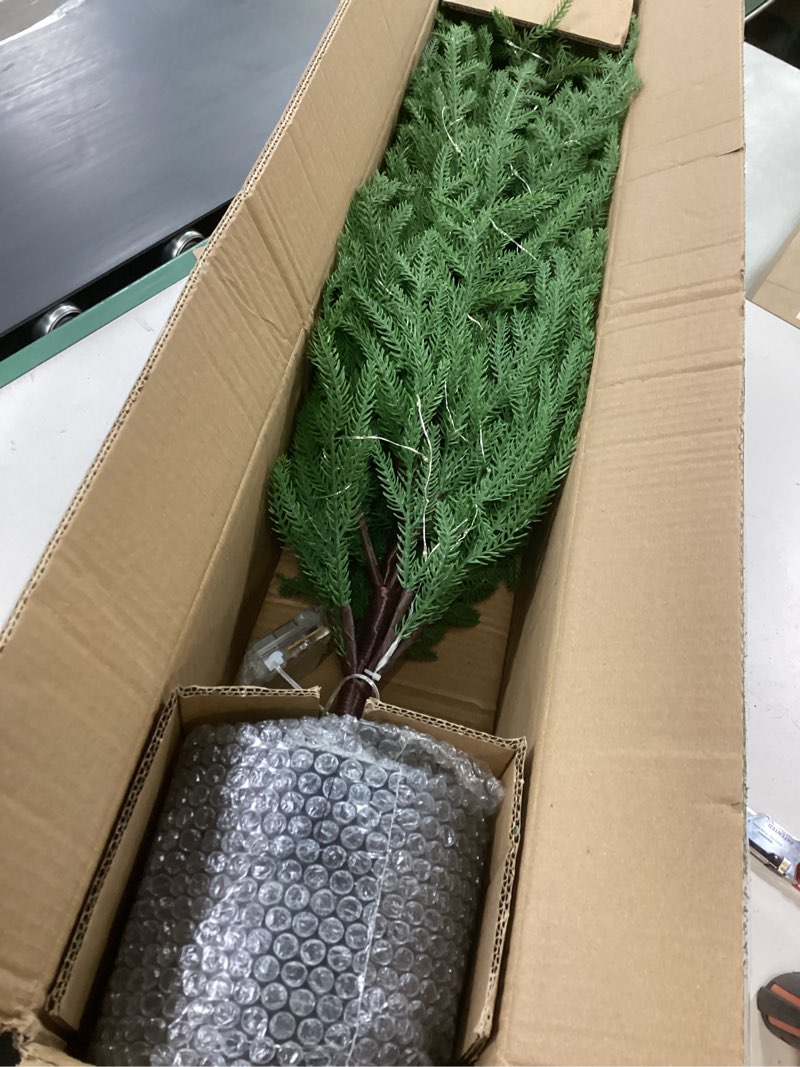 Condition photo showing Good Condition for 4FT Pre-Lit Artificial Norfolk Pine Christmas Tree – Realistic Potted Tree with 100 LED Lights & 8-Function Battery Box, Pre-Assembled Faux Holiday Décor for Indoor Use