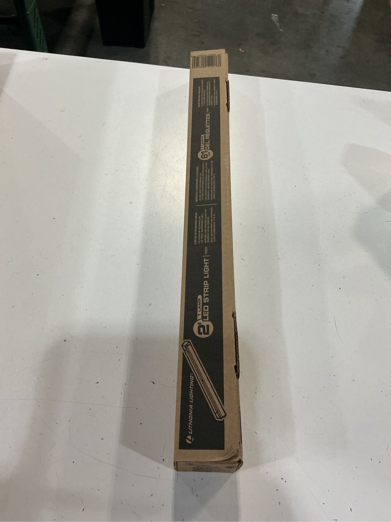 Condition photo showing New/Like New for lithonia lighting 2ft light fixture, led strip light, 120v, 4000k cool white light, 2-foot, 1-light, white (mnsl l23 1ll 120v 40k 80cri m6)