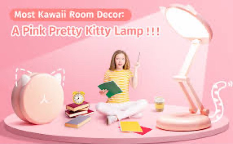 One Fire Cute Desk Lamp Pink Dorm Lamps for College Girls Foldable Portable Rechargeable Dimmable Cu