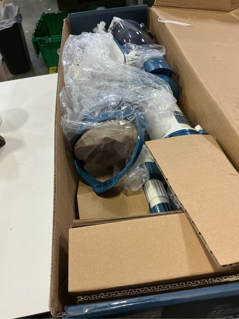 Condition photo showing As Is for enhulk cordless pool vacuum, upgraded dual mode, 22 gpm powerful suction, 13.4" wide head & 98.4" telescopic pole, 4 filter units, 1h runtime, handheld pool cleaner for above/inground pools, pc20