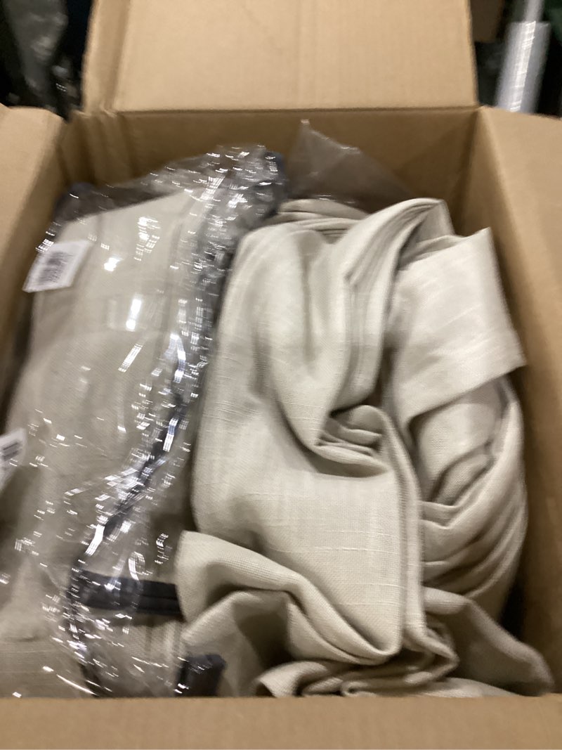 Condition photo showing As Is for flax linen 86 inches long curtains 2 panels set pinch pleated thick linen drapes for living room bedroom pinch pleat back tab light filtering boho farmhouse beige tan window curtains 86 inch length linen 50"w x 86"l (pack of 2)