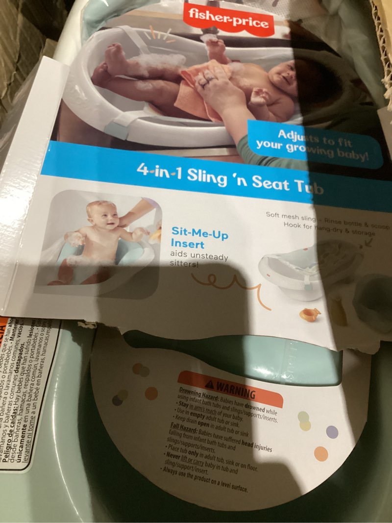 Condition photo showing Good Condition for Fisher-Price™ Baby to Toddler Bath 4-in-1 Sling 'N Seat Tub with Removable Infant Support and 2 Toys, Pacific Pebble