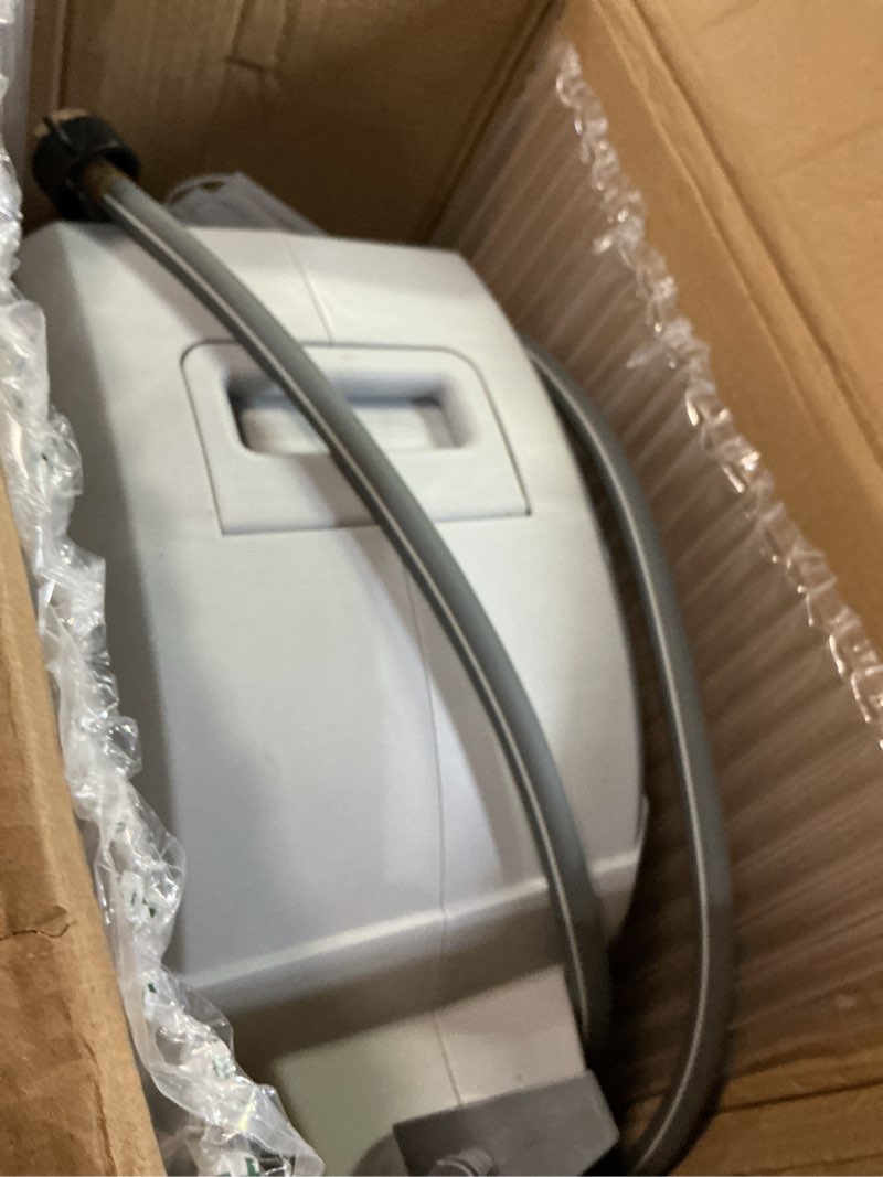 Condition photo showing As Is for ayleid retractable garden hose reel,1/2 in x 100 ft wall mounted hose reel, with 9- function sprayer nozzle, any length lock/slow return system/wall mounted/180°swivel bracket (gray) 100ft light gray