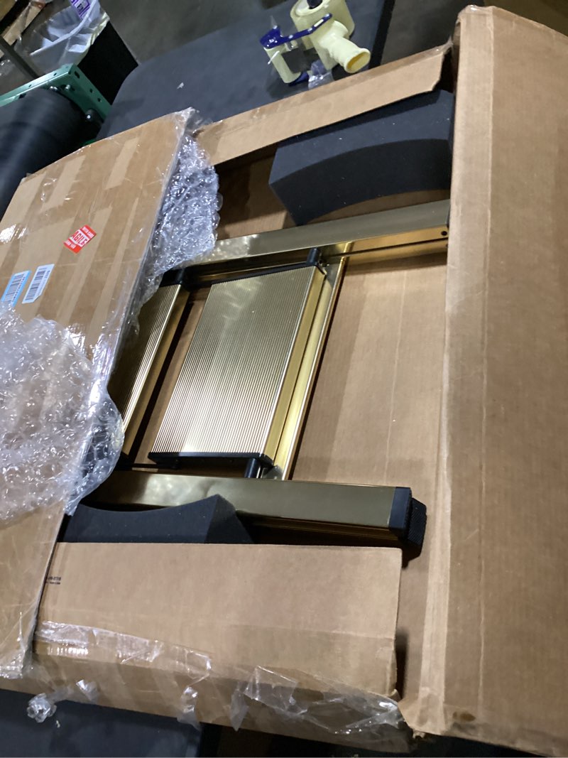 Condition photo showing Good Condition for hillhutapex 3 step stool, aluminum foldable step ladder, lightweight stable stool with wide non-slip pedals, 330lbs bearing capacity ladder for office,home,kitchen - gold gold 3 step