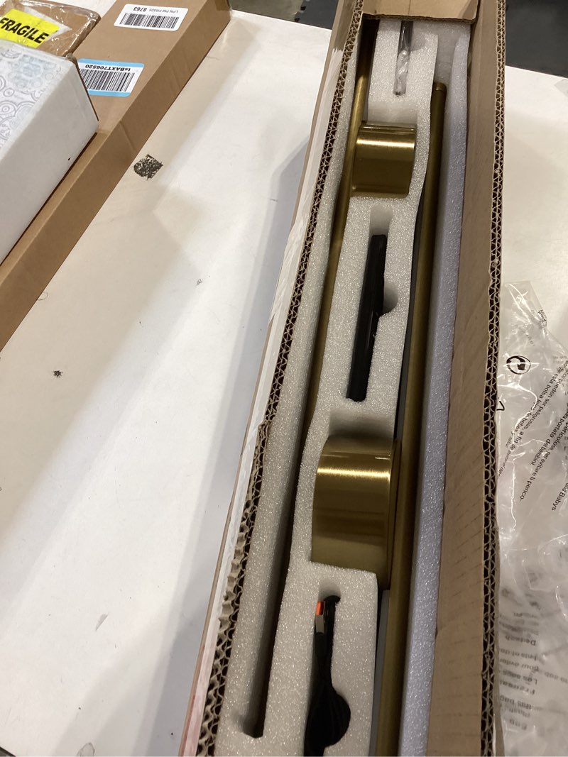 Condition photo showing Good Condition for battery operated modern wall sconces, dimmable wireless wall light set of two with remote control, 3 color temperatures, rechargeable led wall sconce for bedroom, living room, hallway, 23.6 inch brass