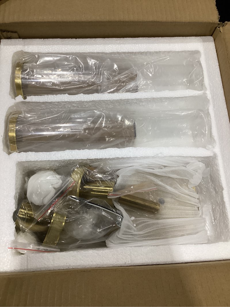 Condition photo showing Good Condition for 15 Inch Brushed Gold Sconces Set of 2, Brushed Brass Bathroom Sconces with Clear Glass Shade (Bulb Included)