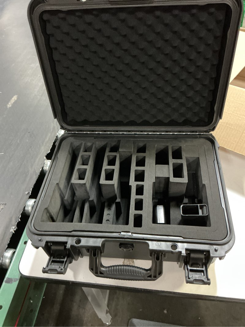 Condition photo showing As Is for (only box) hard gun cases for handguns, hold multiple pistols & magazines, pre-cut waterproof hard shell gun box, tsa approved pistol case for colt, smith & wesson, for sig sauer, for glock, for revolver