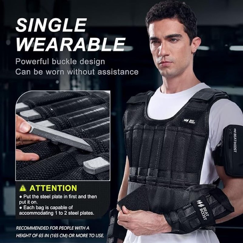 weighted vest men 50 lb adjustable weight vest with wrist ankle weights steel plates weights for walking strength training running workout