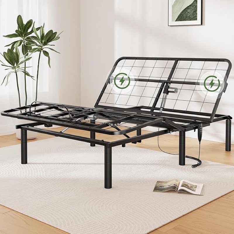 Marsail Full Adjustable Bed Base Frame with 4 Height Options, Independent Head and Foot Incline, 4 USB Ports and 5 Min Assembly for Lounging, Reading, Reduce Snoring and Acid Reflux