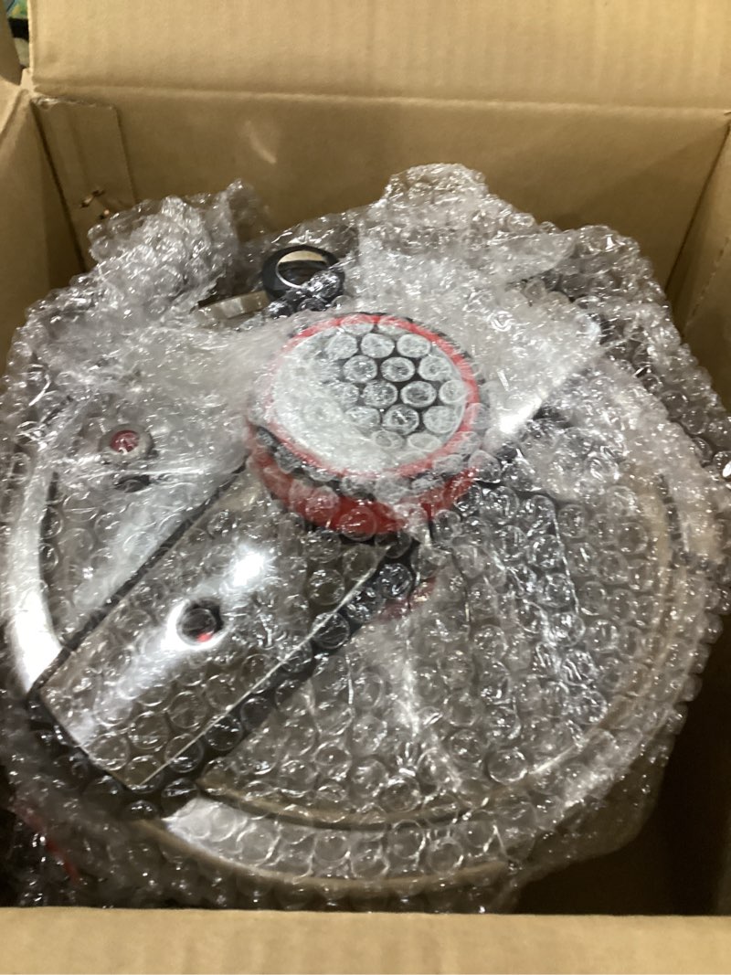 Condition photo showing As Is for 6 quart stainless steel pressure cooker, heavy duty stovetop pressure cooker, induction compatible, safety lock, even heat base, ideal for family meals & daily cooking 6.3 quarts