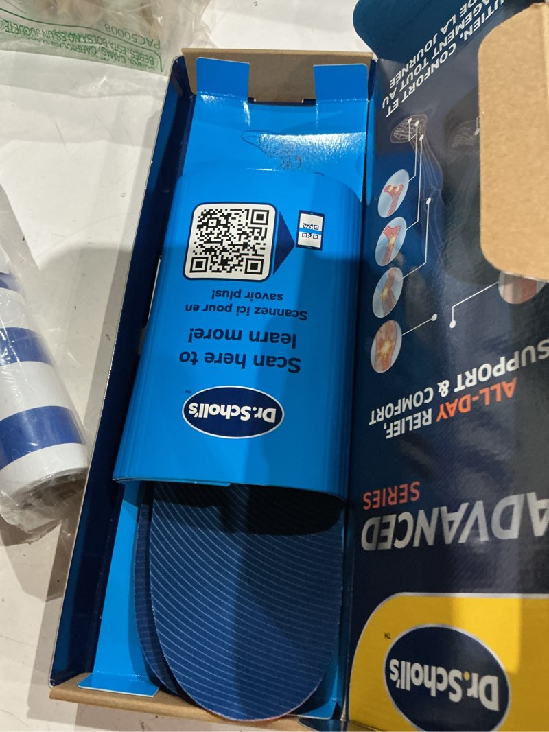 Condition photo showing Good Condition for dr. scholl’s advanced pain relief insoles for men women, heavy duty orthotics for work shoes & boots, plantar fasciitis & arch support, shock-absorbing, up to 340 lbs, men 5.5-6, women 6.5-7 b) men 5.5-6 | women 6.5-7