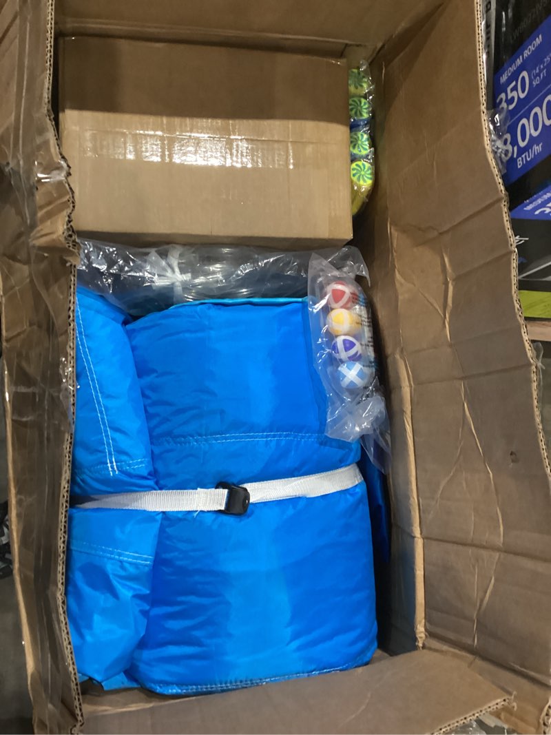 Condition photo showing Good Condition for fincome inflatable bounce house, 10 in 1 double water slide bounce house with 750w blower, climbing wall, jumping, water gun, splash pool, basketball hoop for kids indoor outdoor backyard