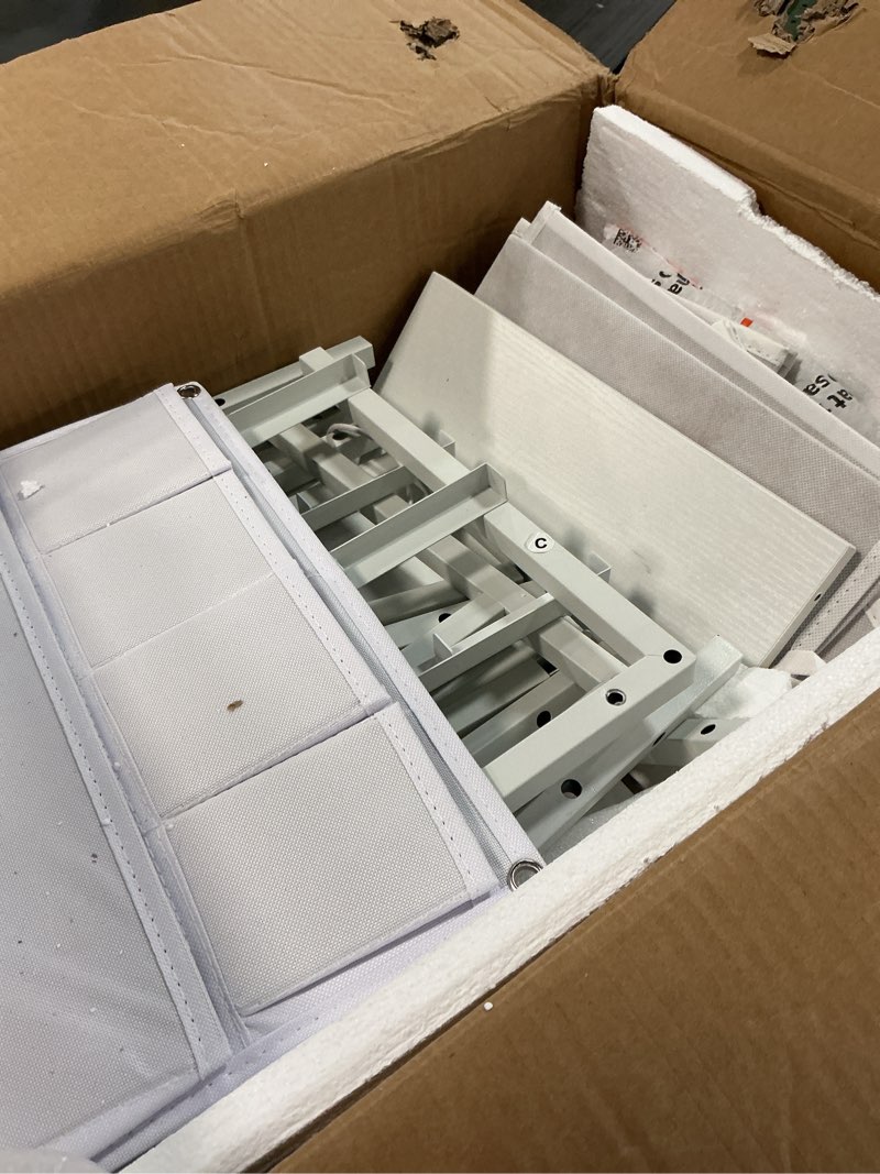 Condition photo showing As Is for 33.7" Computer Desk with Power Outlets, LED Lights & 2 Drawers, Small Office Desk with Storage Bag & Hooks, Gaming Desk for Bedrooms or Home Office, Compact Study Desk for Small Spaces?White