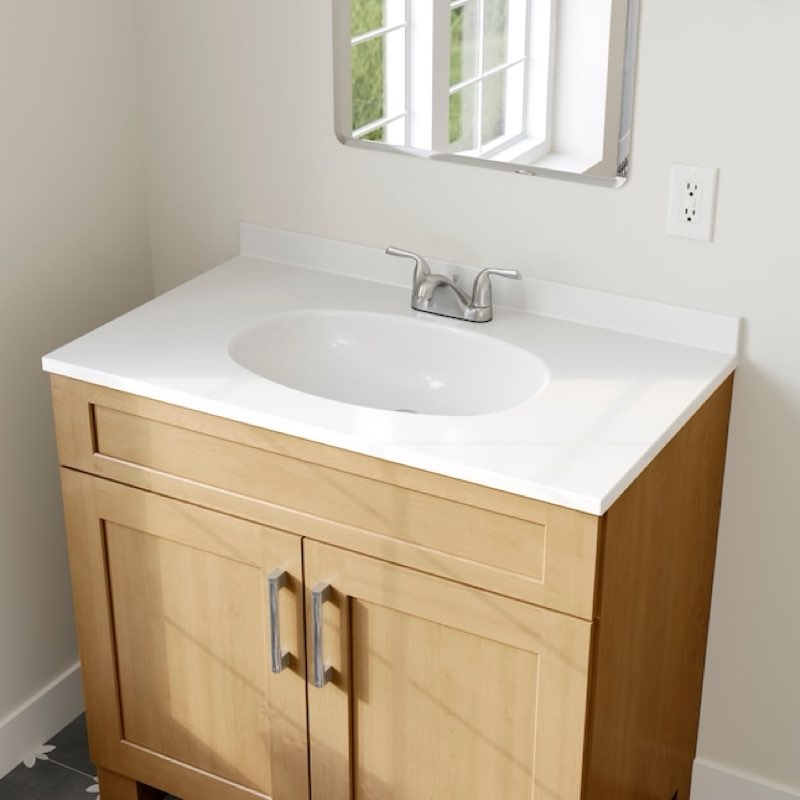 Project Source 37-in x 22-in White Cultured Marble Single Sink