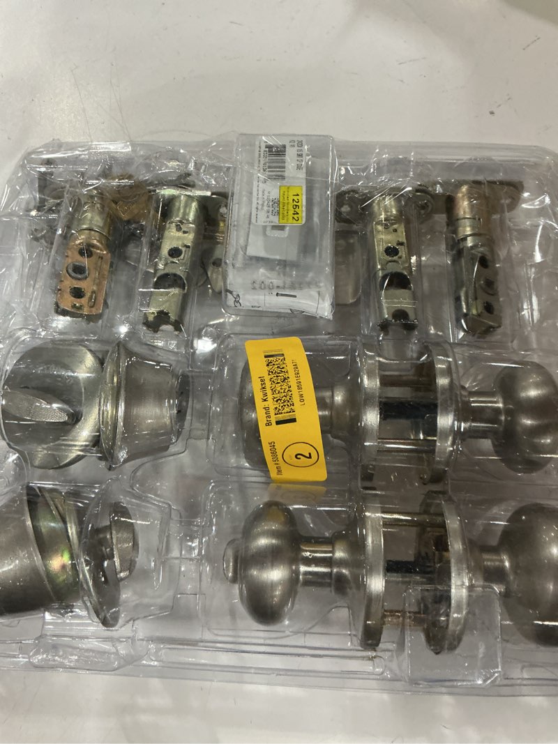 Condition photo showing As Is for kwikset 242 tylo keyed entry knob and sgl cyl deadbolt project pack in sc